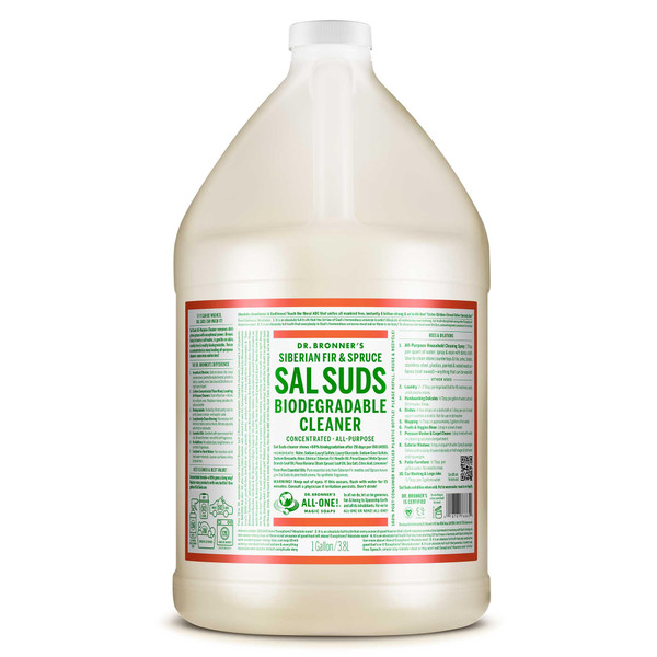 Dr. Bronner's Sal Suds Biodegradable Cleaner (Fir & Spruce, 1 Gallon) – All-Purpose Pine Mop Soap & Detergent for Floors, Multi-Purpose Household Formula, Dish Degreaser & Laundry Use