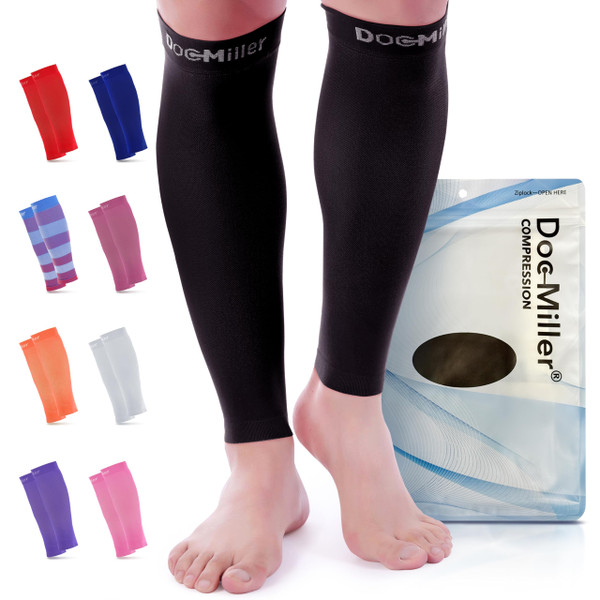 Doc Miller Compression Calf Sleeve for Men & Women – 20-30mmHg Graduated Support for Running, Shin Splints, Calf Strain – Knee High, Small to 6XL Plus Size