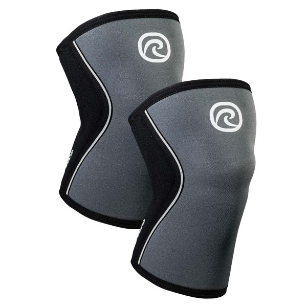 Rehband 5mm Knee Sleeves for Functional Training, Cross-Training & Powerlifting, Weightlifting Knee Support made of Neoprene, Unisex, Colour:Steel Grey - 1 Pair, Size:Large