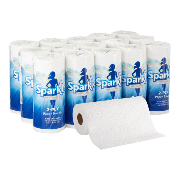 Georgia-Pacific Sparkle 2-Ply Perforated Roll Paper Towels by GP PRO (Georgia-Pacific), White, 2717714, 85 Sheets Per Roll, 15 Rolls Per Case