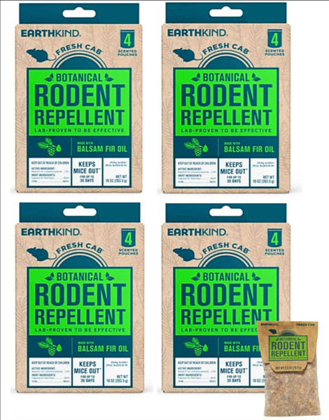 Fresh Cab FC6 Botanical Rodent Repellent Keeps Mice and Rats Out, Federal EPA Registered for Use Indoors and in Enclosed Spaces, 2.5 Ounce x 4 Scent Pouches x 4 Pack (Total 16 Pouches)