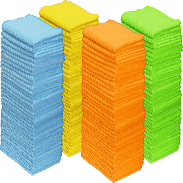 Simple Houseware Microfiber Cleaning Cloth 150 Pack, 12" x 16", 4 Colors