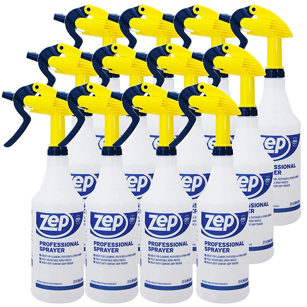 Zep Professional Sprayer Bottle - 32 oz (Case of 12) - HDPRO1 - Versatile Adjustable Nozzle Spray Bottles with a Fine Mist or Powerful Spray, Refillable for Diluted Concentrate