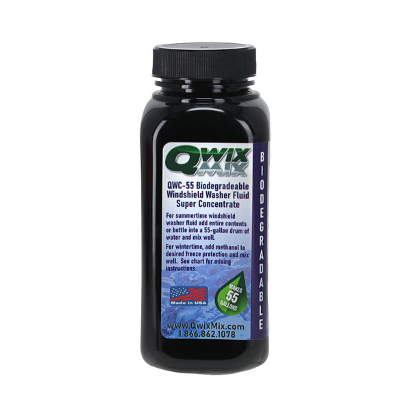 Qwix Mix Windshield Washer Fluid Concentrate, 1 Bottle Makes 55 Gallons - 100% Biodegradable Grime & Dirt Remover, Superior Commercial Grade Glass Cleaner, Single