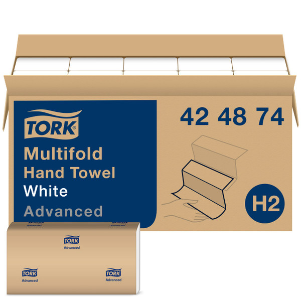 Tork Multifold Hand Towel White H2, Advanced, 12 x 250 towels, 424874