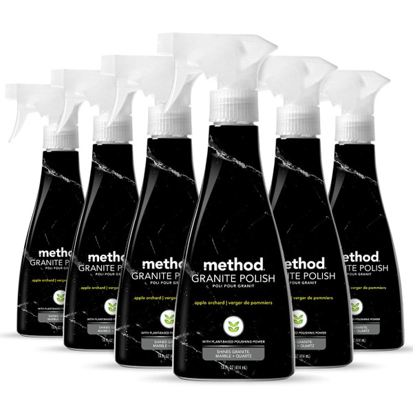 Method Granite Polish, Apple Orchard, Polishes and Shines Granite, Marble and Sealed Stone Surfaces, 14 oz Spray Bottles (Pack of 6)