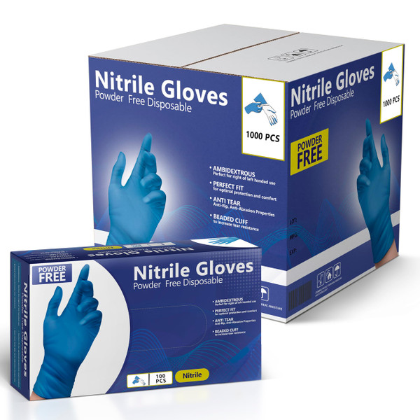 AroCare Nitrile Gloves, Disposable Gloves, Comfortable, Powder Free, Latex Free | 100-1000 (Small, Case)