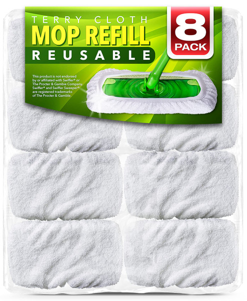 VanDuck Reusable 100% Cotton Mop Pads for Swiffer Sweeper (8-Pack)