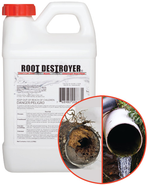 Root Destroyer - 5lbs - Root Killer for Sewer, Pipe & Drain Lines, Septic Tanks and Septic Systems - Stops New Growth & Safe for All Plumbing - Pure Copper Sulfate Crystals