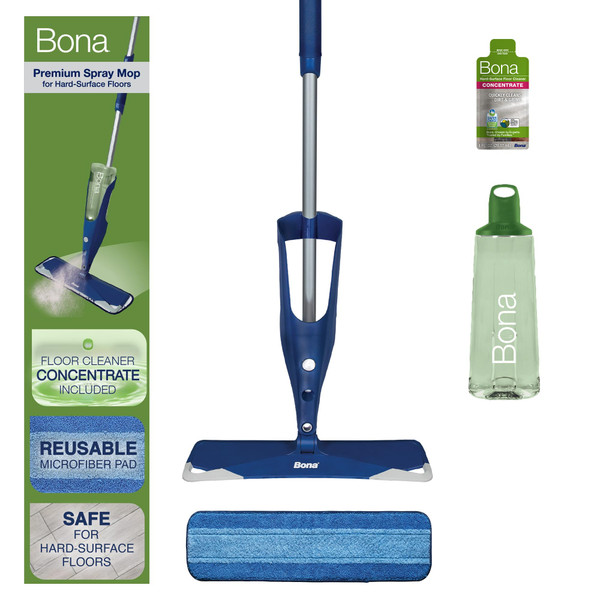 Bona Multi-Surface Floor Premium Spray Mop - Includes Multi-Surface Floor Cleaner Concentrate and Machine Washable Microfiber Cleaning Pad - For Stone, Tile, Laminate and Vinyl LVT/LVP Floors