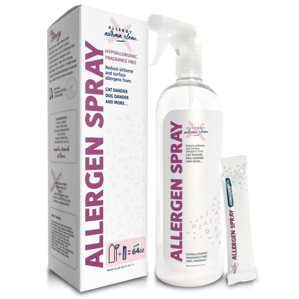 Allergy Asthma Clean Allergen Spray, Pets, Dust Allergies & More, Air & Surface, Just Add Water, Bottle with One Refill, Over 64oz Total