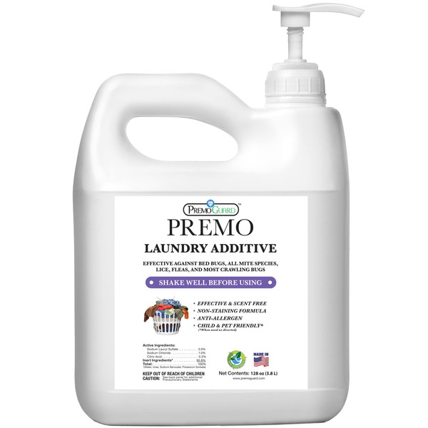 Bed Bug, Mite & Lice Laundry Detergent Additive By Premo Guard – 128 oz – Child & Pet Friendly – Stain & Odor Free – Best Natural Non-Toxin Treatment