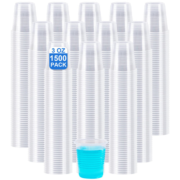 SIUQ 1500 Pack 3 oz Clear Plastic Cups, Disposable Bathroom Mouthwash Cups, Small Plastic Drinking Cup for Ice Tea, Tasting, Party, Picnic, BBQ, Travel and Event