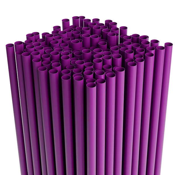 Disposable Plastic Drinking Straws - Straight - 7.75" Long (Purple, 2000)