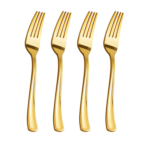 Goodluck 300 Pack Gold Plastic Forks, Heavy Duty Forks Disposable, Gold Plastic Cutlery Perfect for Weddings, Parties, Dinners and Thanksgiving