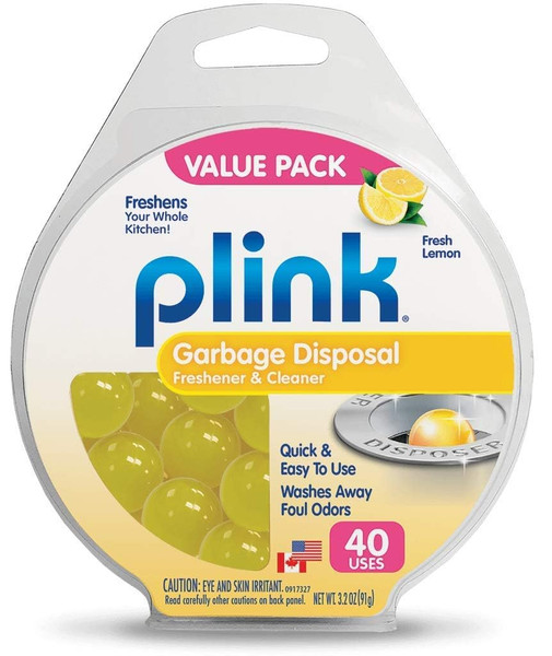 Plink Garbage Disposal Cleaner, Freshener & Odor Removing Balls, Easy to Use, Fresh Lemon Scent, 40 Count, 2 Pack