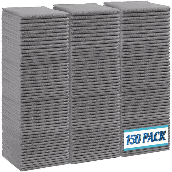 HOMEXCEL Grey Microfiber Cleaning Cloth,150 Pack Cleaning Rags, Cleaning Towels,11.5"X11.5" Shop Towels