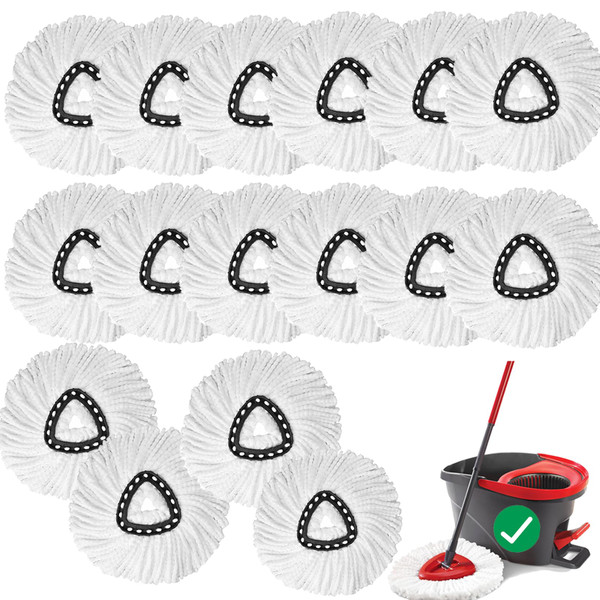 16 PCS Spin Mop Replacement Head,100% Microfiber Mop Heads Replacements Compatible with Triangle Spin Mop,360 Degree Round Spin Mop Replacement Head for Easy House Cleaning Floor Mopping