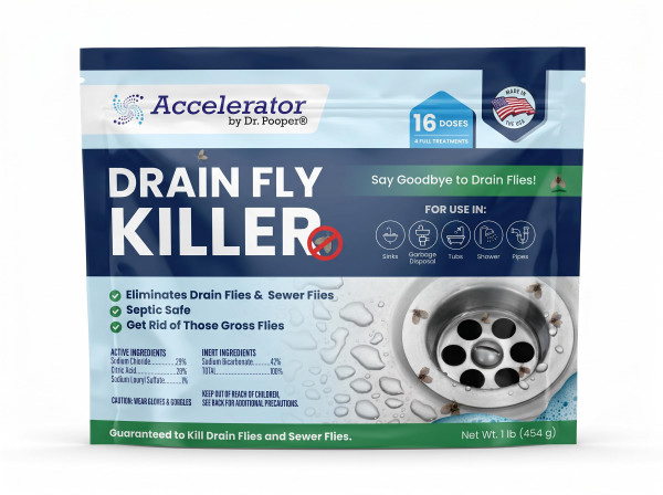 Drain Fly Killer Powder – Eliminates Drain Flies & Sewer Flies in Drains, Sinks, Showers – Fast-Acting Treatment - Septic Safe & Made in USA