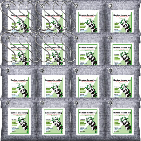 Mayunuo Activated Charcoal Odor Absorber for Strong Odor, Basement, Cars, Closets, Shoes, Smoke. 16 Pack Bamboo Charcoal Air Purifying Bags Deodorizer Odor Eliminator for Home