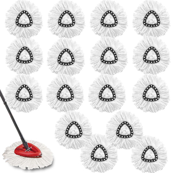 16Pack Spin Mop Replacement Heads,100% Microfiber Mop Head Replacement Compatible with Triangle Spin Mop, 360 Degree Spin Mop Refill for Easy House Cleaning Floor Mopping
