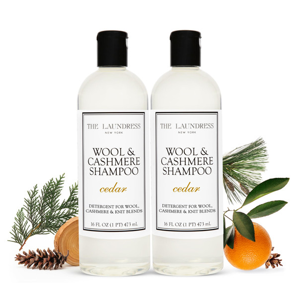 The Laundress Wool & Cashmere Shampoo, 31 Loads, Concentrated Luxury Liquid Laundry Detergent, Cedar Scent, Cold-Water Hand or Machine Wool Wash for Delicate Merino, Mohair & Knit Blends, Pack of 2