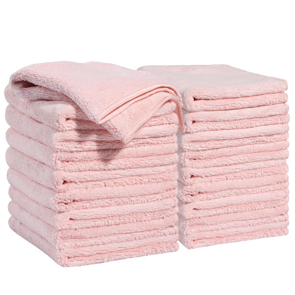 JOYMOOP Microfiber Cleaning Cloths, 11.8" x 11.8" Pink Reusable Kitchen Towels, Lint-Free Cleaning Rags, Super Absorbent Cleaning Cloths for Kitchen, Car, and Household Cleaning, 18 Packs