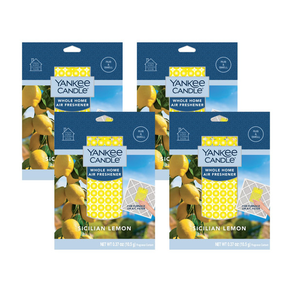 Yankee Candle Whole Home Air Freshener, Long Lasting Odor Eliminating Fragrance for Home, Continuous Room Freshener, Sicilian Lemon (Pack of 4)