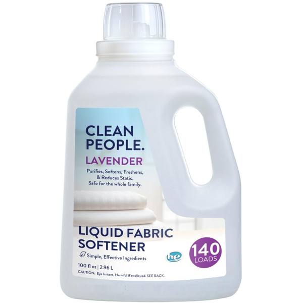 Clean People All Natural Liquid Fabric Softener - Plant-Based, Eco Friendly - Naturally Softens & Removes Static Cling - Vegan - Lavender Scented Laundry Softener - 100 fl oz - 140 loads