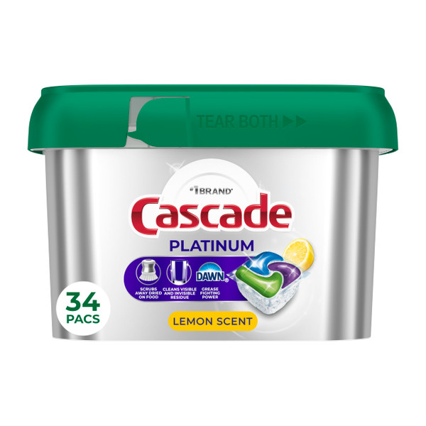 Cascade Platinum Dishwasher Pods, Dishwasher Detergent, Dish Detergent Soap, Lemon, 34 Count (Pack of 6)