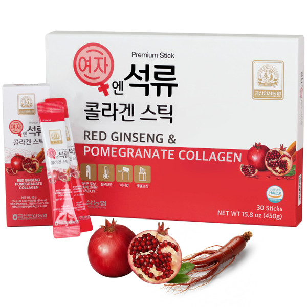 Korean Beauty Baekje Geumsan Women's Pomegranate Collagen Jelly Stick 5.1oz / 30 Count (5 Pack)
