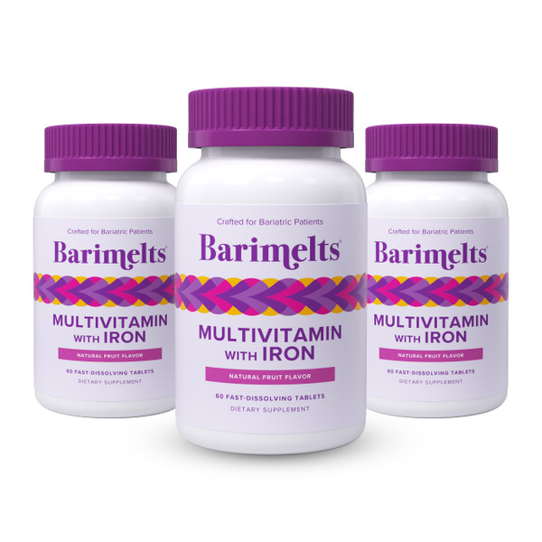 BariMelts Bariatric Multivitamin with Iron, 180 Fast-Dissolving Tablets (3-Month Supply), Sugar-Free Bariatric Vitamins for Women, Natural Fruit Flavor​