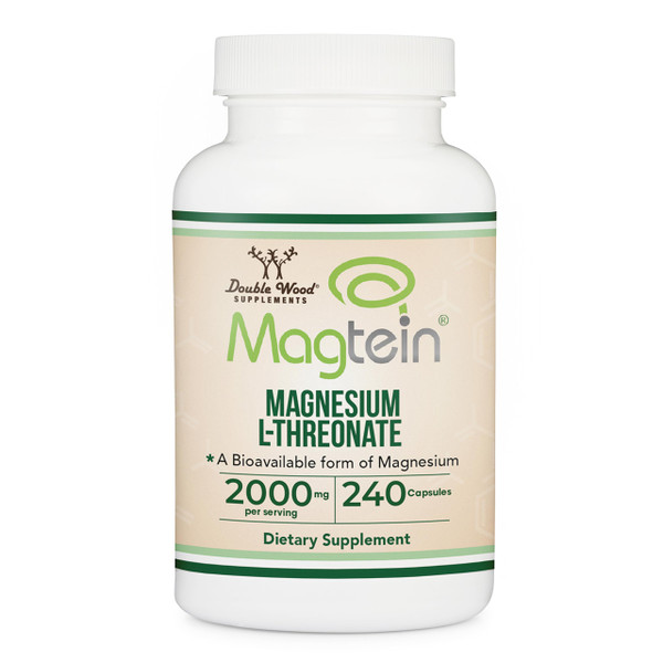 Magnesium L Threonate, Magtein 240 Capsules - 2,000 mg per Serving (Vegan Safe, Third Party Tested, Gluten Free, Non-GMO) by Double Wood Supplements
