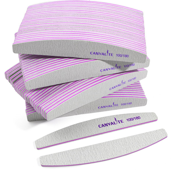 Canvalite 100 PCS Nail File Professional Nail Files Reusable Double Sided Emery Board(100/180 Grit) Nail Styling Tools for Home and Salon Use