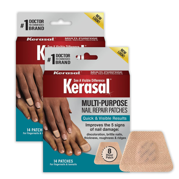 Kerasal Multi-Purpose Nail Repair Patches - 14 Count Twin Pack - Nail Repair for Damage, 8-Hour Treatment Restores Healthy Appearance (Packaging May Vary)