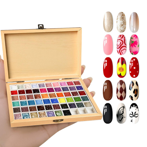 GZIXBDA Sponge Mini Paint Patting Gel Polish & Tools Kit, 57 Colors Ombre Nail Gradient Painting Gel Blush Blooming for UV LED Cured Pigment Gel for Beginner & Salon