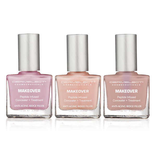 Dermelect Makeover Triple Play Manicure Set – Ridge Filler & Award-Winning Nail Treatments | Strengthens, Moisturizes & Conceals Imperfections (3 pcs set)