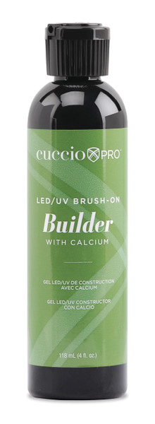 Cuccio Pro Brush-On Builder Gel with Calcium – LED and UV Self-Leveling Formula – Soak-Off Gel with Hard Strength – Chip-Resistant Clear Finish – 4 oz