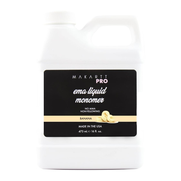 MakarttPro Banana Scented Acrylic Monomer 16oz – Professional MMA-Free EMA Liquid for Acrylic Nails, Medium to Fast Setting, Low Odor, Made in USA, Smooth Application & Long-Lasting Results