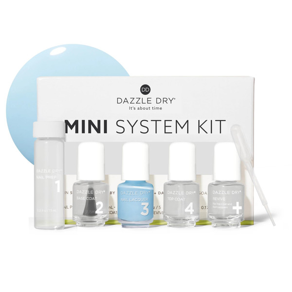 Dazzle Dry Mini Kit 4 Step System - Lotion, Please!, a light powder blue with gray undertones. Full coverage cream. (5 Piece Kit / 5 Manicures)