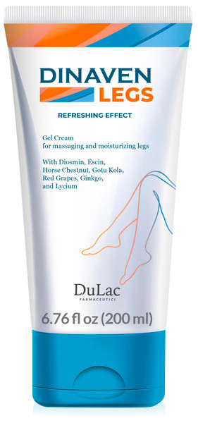 Dulac, Dinaven Legs Gel Cream, Cooling & Refreshing, with Diosmin & Menthol, Horse Chestnut Extract, Butcher's Broom & Red Vine, Fast-Absorbing, Non-Greasy, Daily Leg Care, 6.76 fl oz, Made in Italy