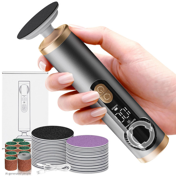 Electric Callus Remover for Feet, Rechargeable Pedicure Tools for Feet with 40PCS Sandpaper Discs, Adjustable Speed Heel Scraper for Cracked Heels, Foot Care Scrubber File for Dry Dead Skin