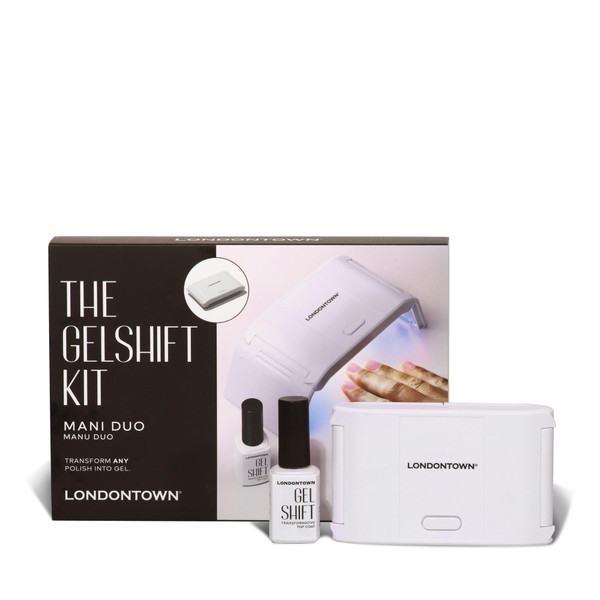 LONDONTOWN GelShift Top Coat and Foldable UV Lamp Set, Transformative UV Gel Top Coat for Nail Polish, Light and Fast Curing Lamp