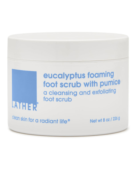 LATHER Eucalyptus Foaming Foot Scrub with Pumice Stone (8 oz) Cleansing & Exfoliating Scrub - Lavender & Citrus - Cracked Heels - Pedicure Tools - Foot Cream - Vegan & Cruelty Free - Beauty, Skin Care