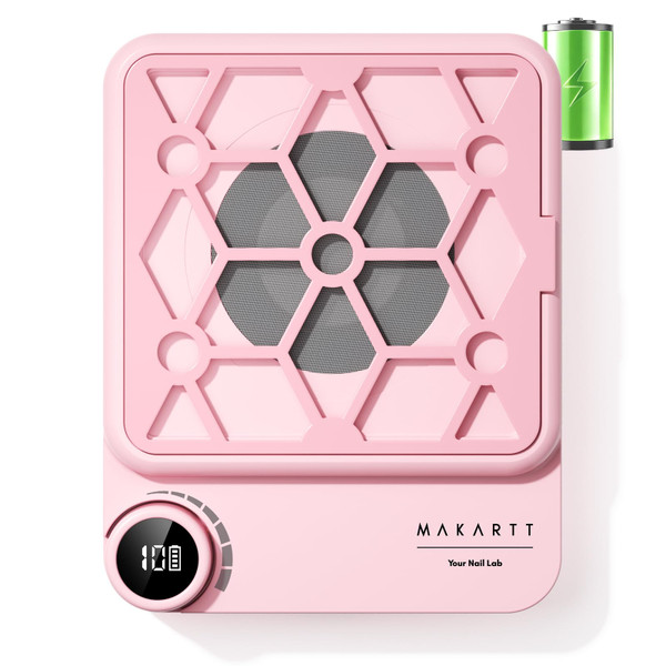Makartt Compact Rechargeable Nail Dust Collector - 5500RPM Dust Collector Nail Tech ERYNOS Adjustable Speed,Quiet for Polishing Cuticle Manicure Salon&Home Use With 10pcs Filters&Dust Brush White