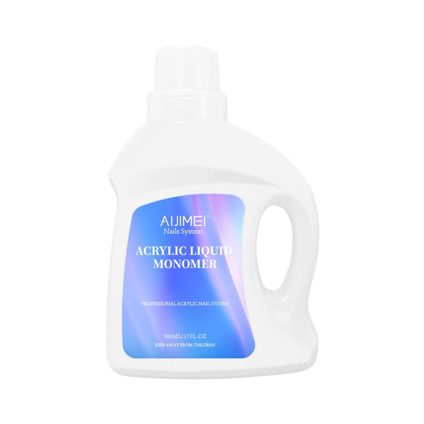 AIJIMEI Acrylic Liquid Monomer 17OZ, Acrylic Nail Liquid Monomer 500ml, For Acrylic Powder & Liquids, Non-Toxic, Glossy Finish, 475g