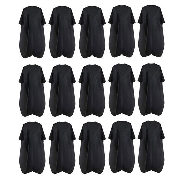 Black Waterproof Hair Salon Cape Professional Barber Cape with Metal Snap Closure Hair Cutting Cape (Black-15 Pack)