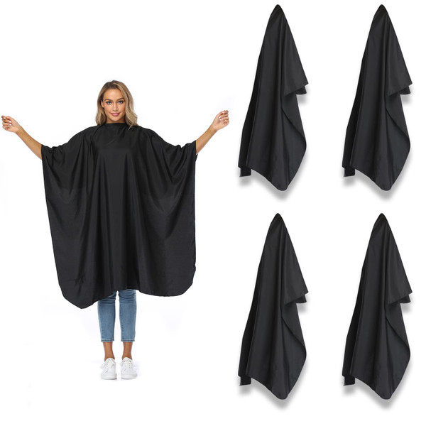 Minewill Waterproof Nylon Salon Hair Cutting Cape,Large Haircut Cape with Adjustable Elastic Neckline,Hairdressing Apron for Home Salon and Barbershop,4 pack