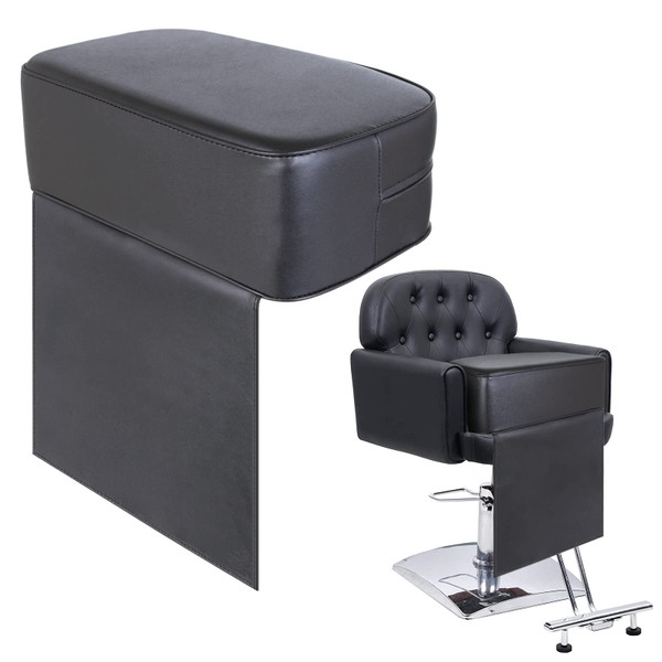 Salon Booster Seat Cushion for Kids Hair Cutting, Barber Seat Cushion, Large Size Seat Booster for Styling Chair, Barber Beauty Salon Spa Equipment Black