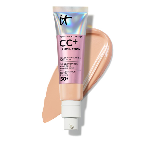 IT Cosmetics CC+ Cream Illumination (Neutral Medium) - Radiant Full Coverage Foundation With SPF 50+, Color Corrector & Hydrating Anti-Aging Serum, Hydrolyzed Collagen + Peptides - 1.08 fl oz